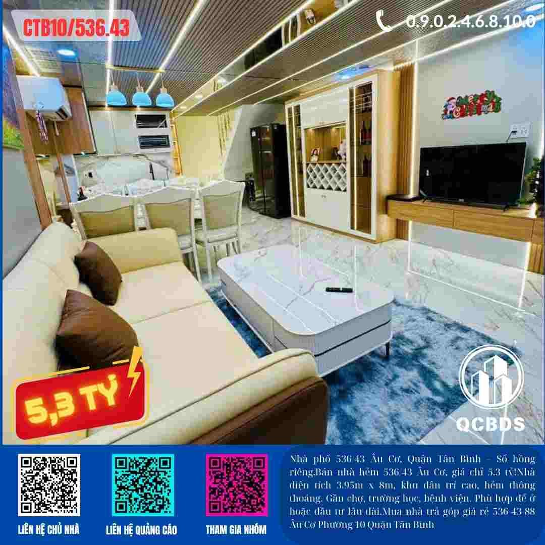 Bán nhà Giá rẻ 536/43/88 Âu Cơ, Quận Tân Bình, giá chỉ 5.3 tỷ! 149 nha dat quan tan binh gia re 536 43 88 au co phuong 10 quan tan binh