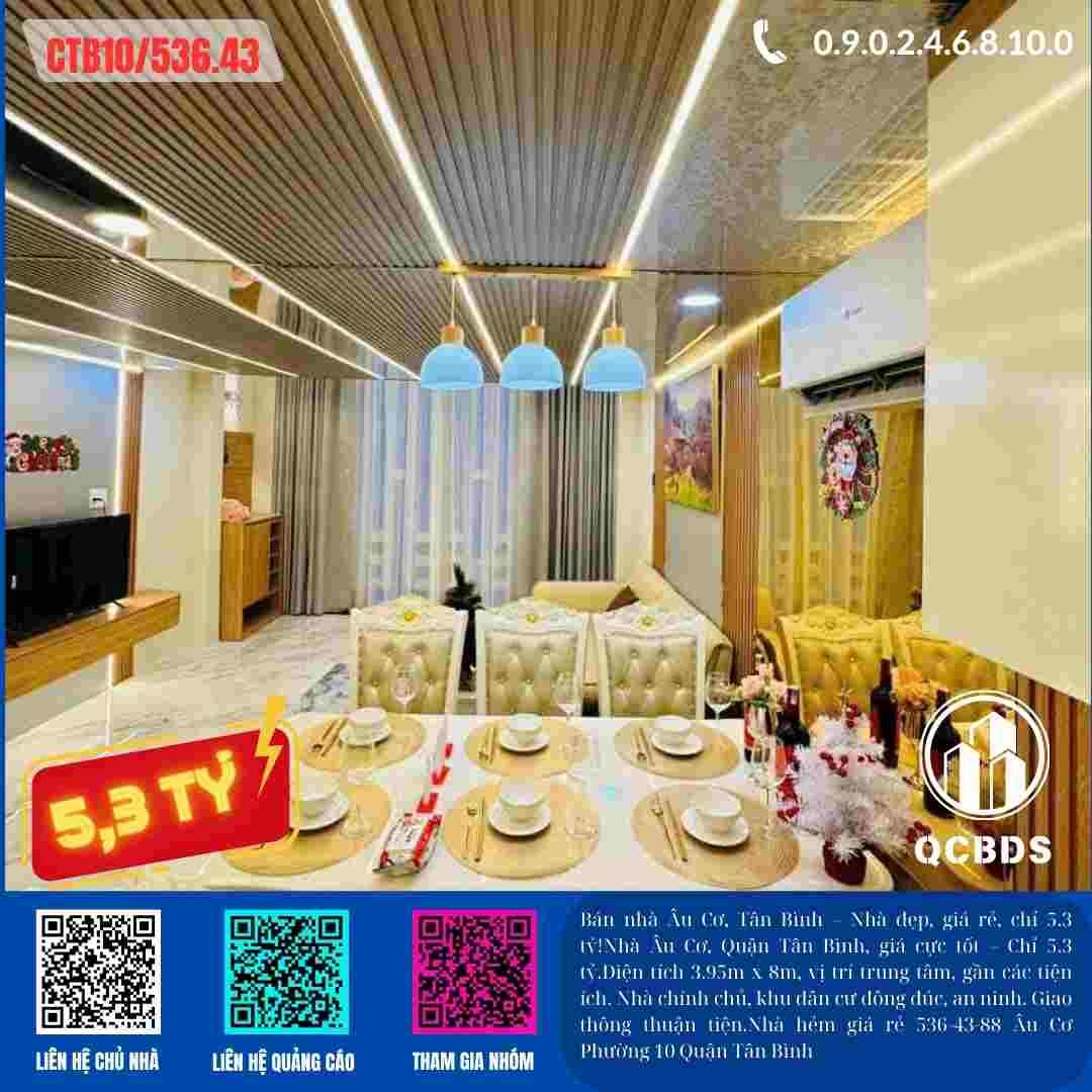 Bán nhà Giá rẻ 536/43/88 Âu Cơ, Quận Tân Bình, giá chỉ 5.3 tỷ! 148 nha hem gia re 536 43 88 au co phuong 10 quan tan binh