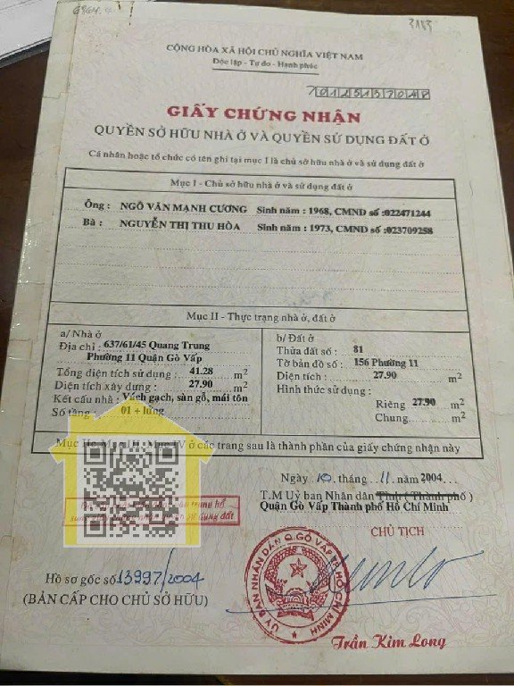 Bán nhà 637/61/45 Quang Trung Phường 11, Quân Gò Vấp 3 tỷ 850 150 ban nha 637 61 45 hem quang trung phuong 7 quan go vap 0914222999 chinh chu